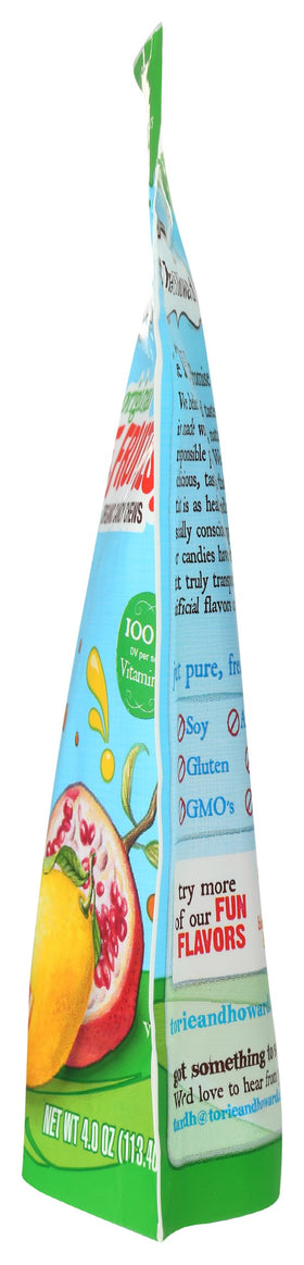 Torie & Howard Chewie Fruities organic label—certified ingredients and quality.