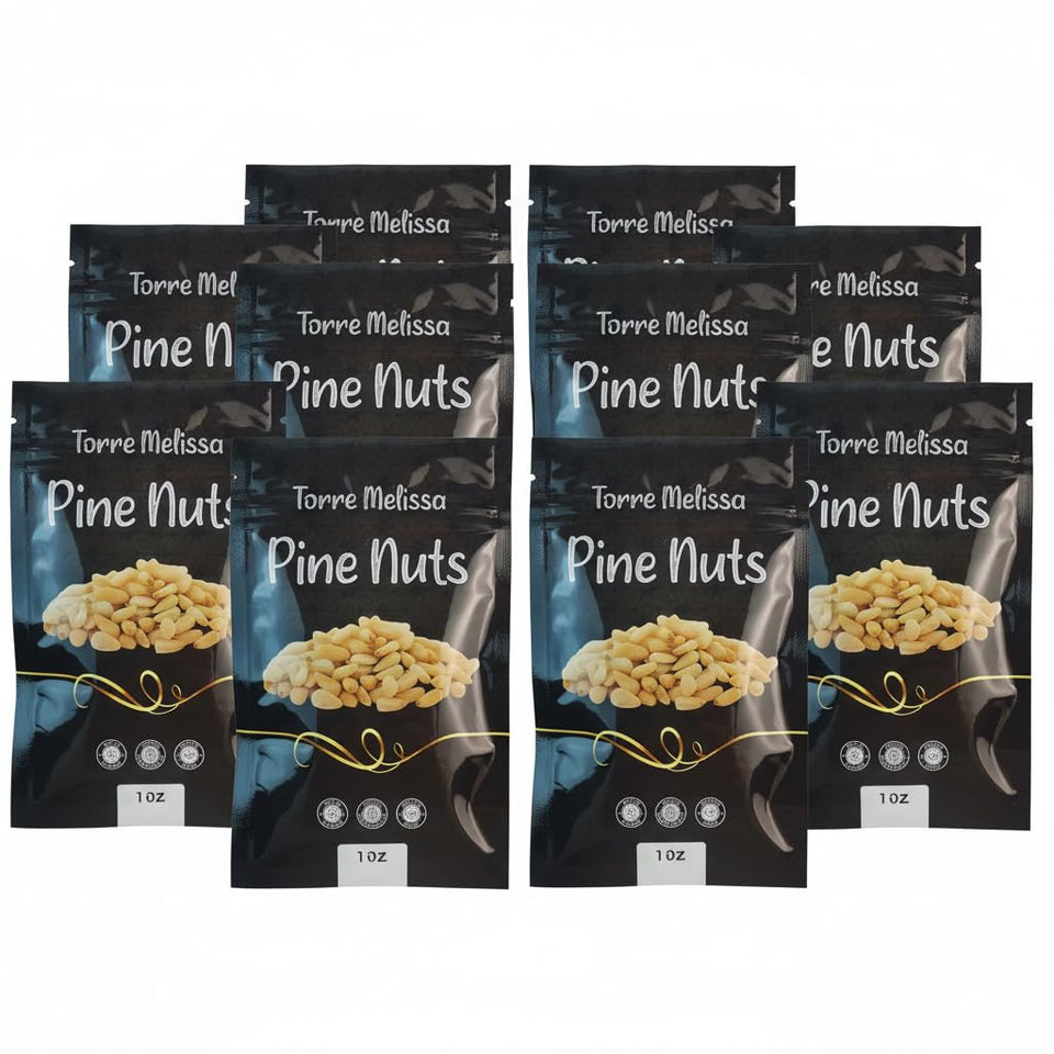 Torre Melissa pine nuts 10-pack on shelf ready for pantry storage.