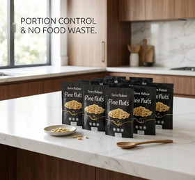 Torre Melissa pine nuts in a baking scene added to cookies or cakes for buttery crunch.