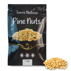 Torre Melissa pine nuts close-up raw kernels showing fresh texture for snacking.