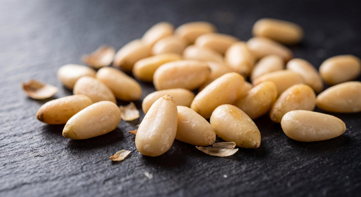 Torre Melissa pine nuts sprinkled over a salad for texture and flavor.
