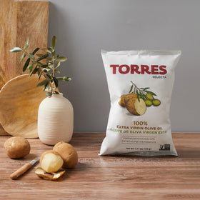 Torres Selecta Barcelona-made chips on display convey artisanal Spanish quality for tapas