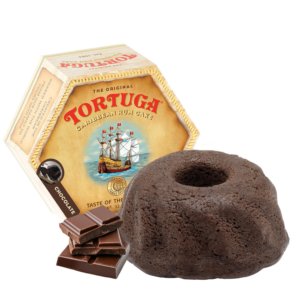 TORTUGA Caribbean Chocolate Rum Cake 32oz close-up, premium celebration treat.
