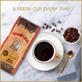 TORTUGA gift-ready coffee bag shown in a holiday basket for gifting.
