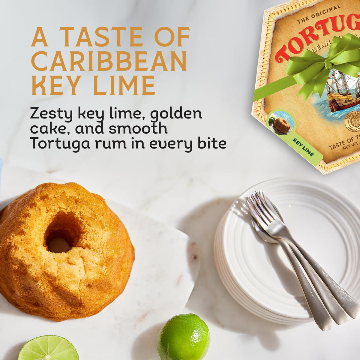 Tortuga Gold Rum hand-applied highlights handcrafted depth in every bite.
