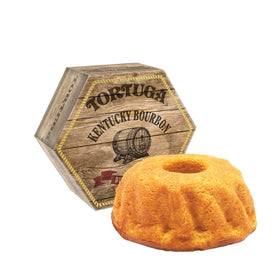 TORTUGA Kentucky Bourbon Butter Cake package front view, premium gift-ready presentation.
