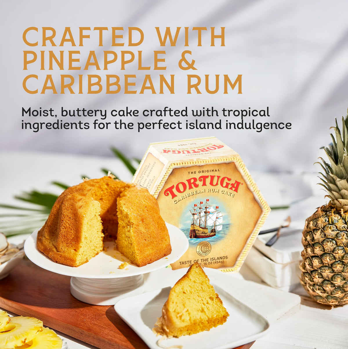 Tortuga pineapple rum cake gift box—premium gifting for holidays and special occasions