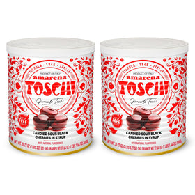 Toschi Amarena cherries in a jar, premium garnish for cocktails and desserts.