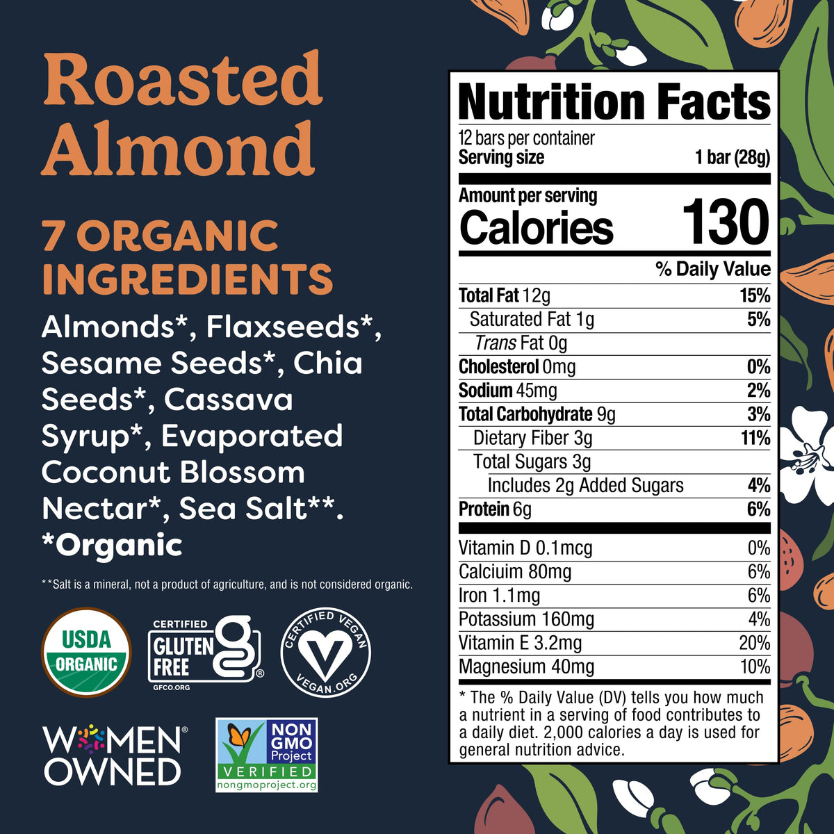 Tosi Almond Nut Bars cross-section reveals crunchy, wholesome texture.