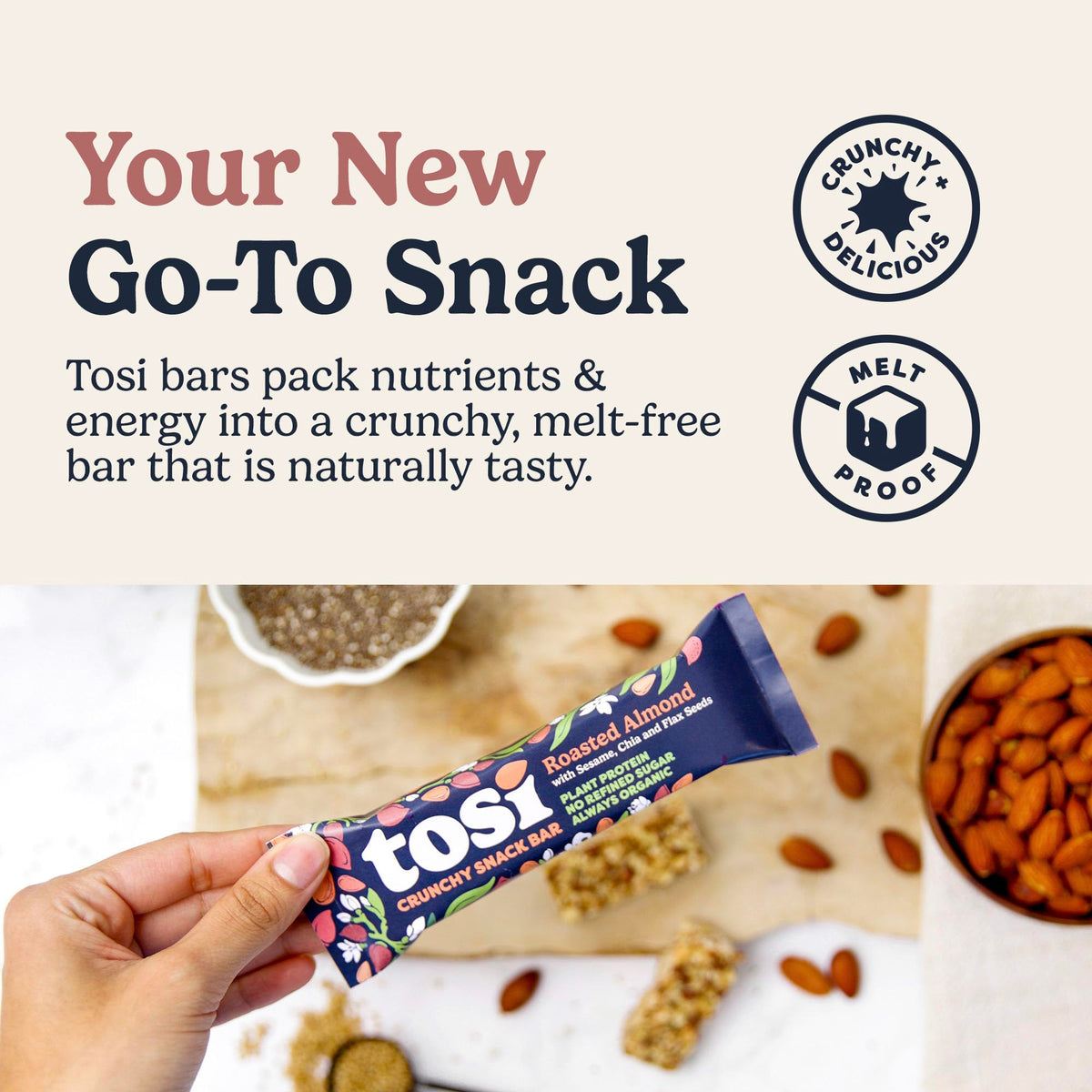 Tosi Almond Variety Pack with organic ingredients supports clean snacking
