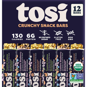 Tosi Cashew Variety Pack bars on display, grab-and-go nutrition for busy days
