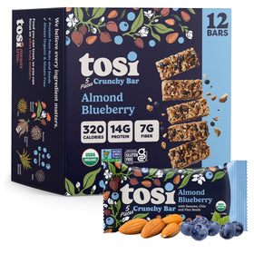 Tosi Meal Nut Bar Almond Blueberry 12-pack box for convenient snacking