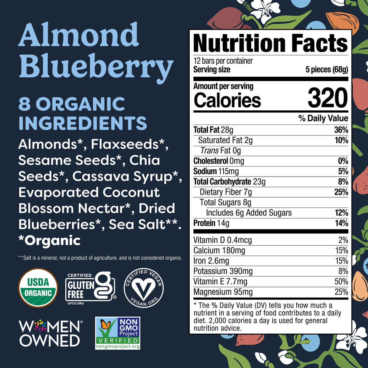 Tosi Meal Nut Bar Almond Blueberry travel-friendly packaging and bite-sized portions for on-the-go energy