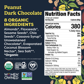 Tosi Meal Nut Bar close-up crunch shows chia seeds and coconut nectar.