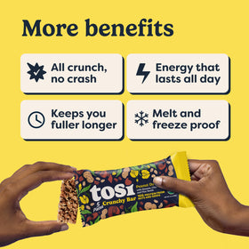 Tosi Meal Nut Bar unwrapped for travel-friendly snacking.
