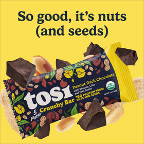 Tosi Meal Nut Bar vegan gluten-free symbols appeal to dietary needs.
