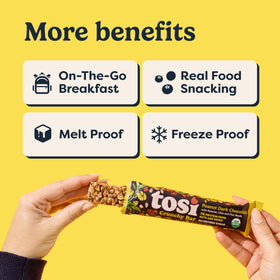 Tosi Nut Bars crunchy bite closeup—distinct texture and satisfying snack