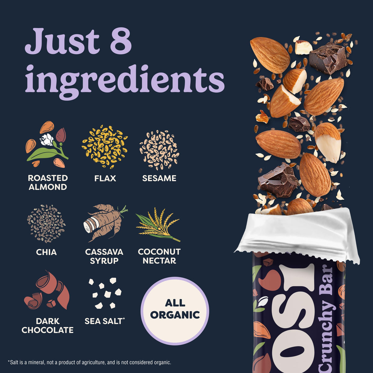 Low sugar claims visible on packaging for mindful snacking.