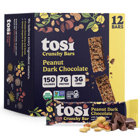 Tosi Nut Bars peanut dark chocolate pack on shelf—on-the-go energy