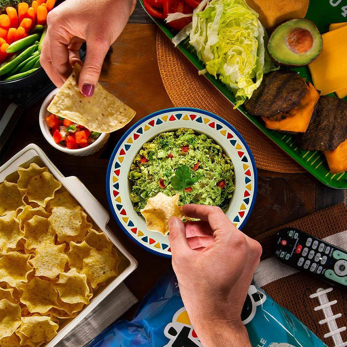 Tostitos Bite Sized Rounds pack display, great for parties.
