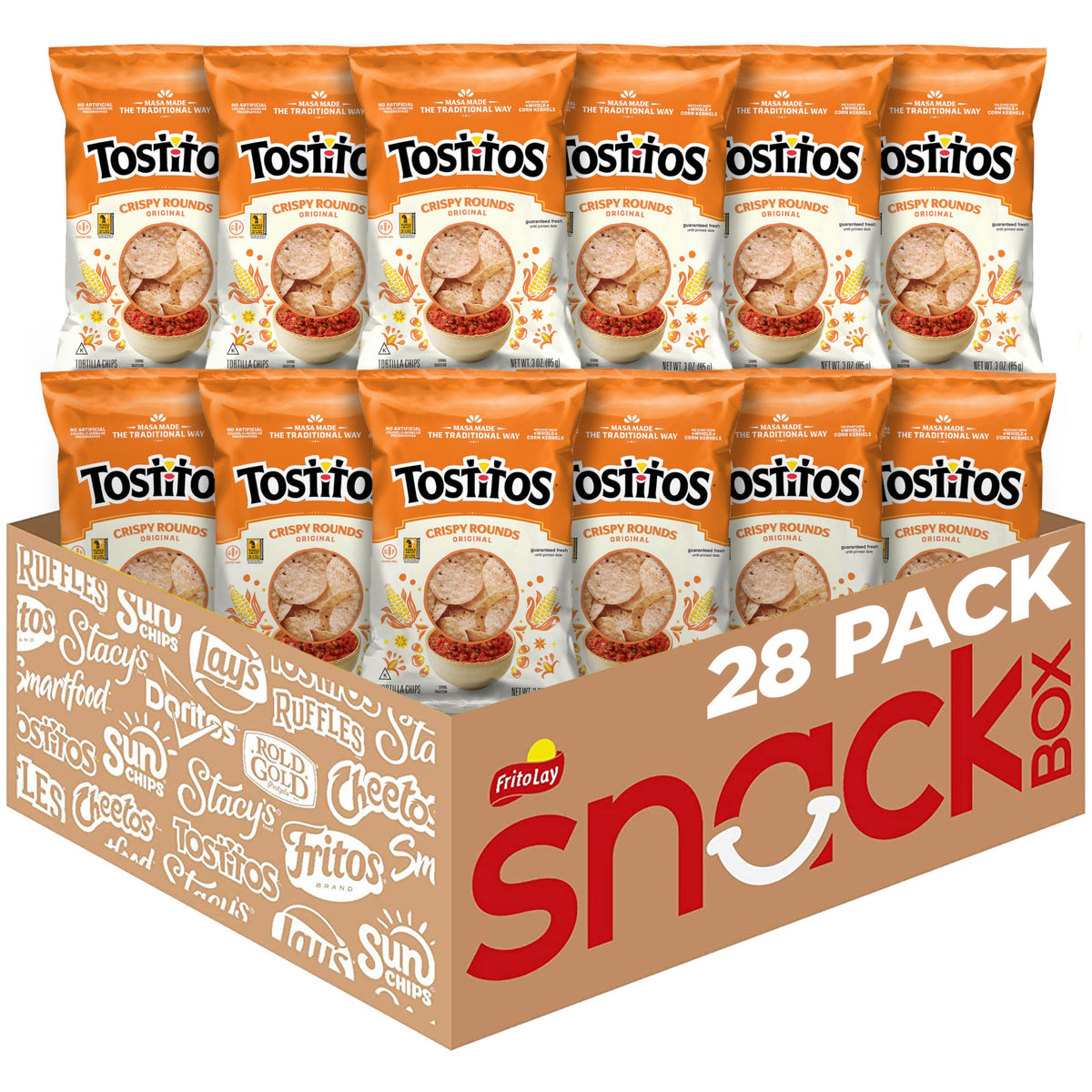 Tostitos Crispy Rounds tortilla chips ideal for dipping during game night with friends.
