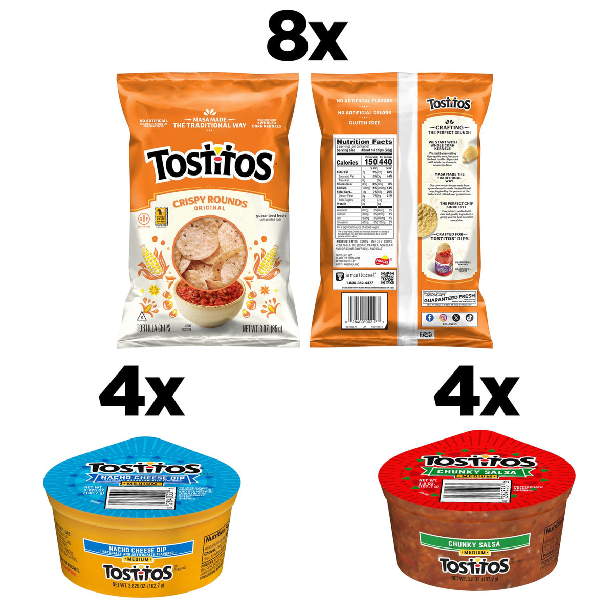 Tostitos Medium Salsa cups closeup showing chunky vegetables for flavorful dip