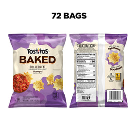 Tostitos Oven Baked Scoops! label indicating USDA Smart Snack compliant.