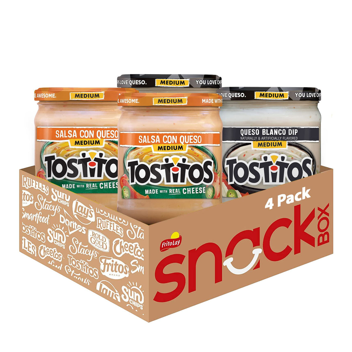Tostitos Queso Variety Pack Medium Chunky Salsa jar for crowd pleasing dips.
