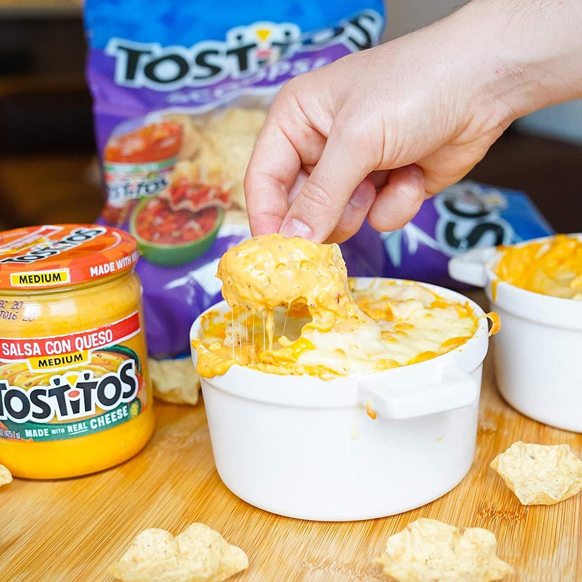 Tostitos Queso Variety Pack Splash of Lime Salsa jar brightens flavors.