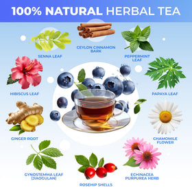 Total Tea chamomile hibiscus ginger scene with bright note and aroma
