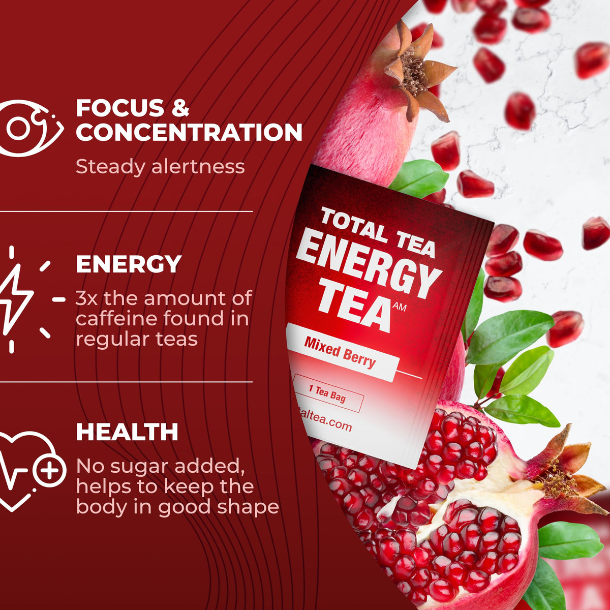 Total Tea Detox Guayusa Energy Tea open package displaying tea bags.