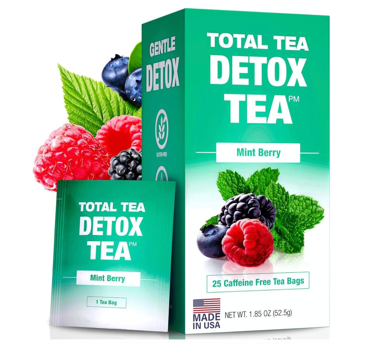 Total Tea Slimming Detox Tea packaging highlights a refreshing digestive-friendly blend