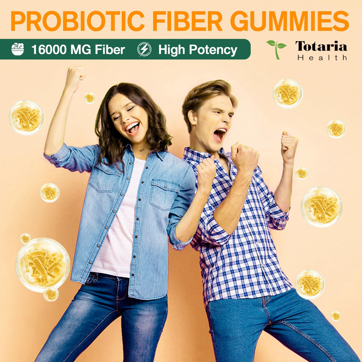 Totaria packaging highlights easy daily fiber and probiotic support.