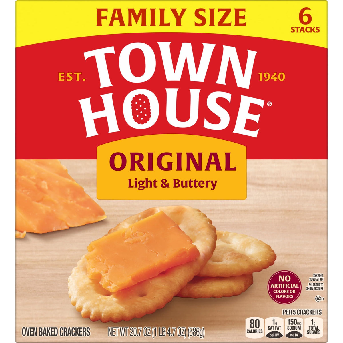 Town House Original crackers anchor a party spread with dips and colorful sides.