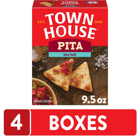 Town House Sea Salt Pita Crackers on-the-go packaging supports travel-friendly snacking