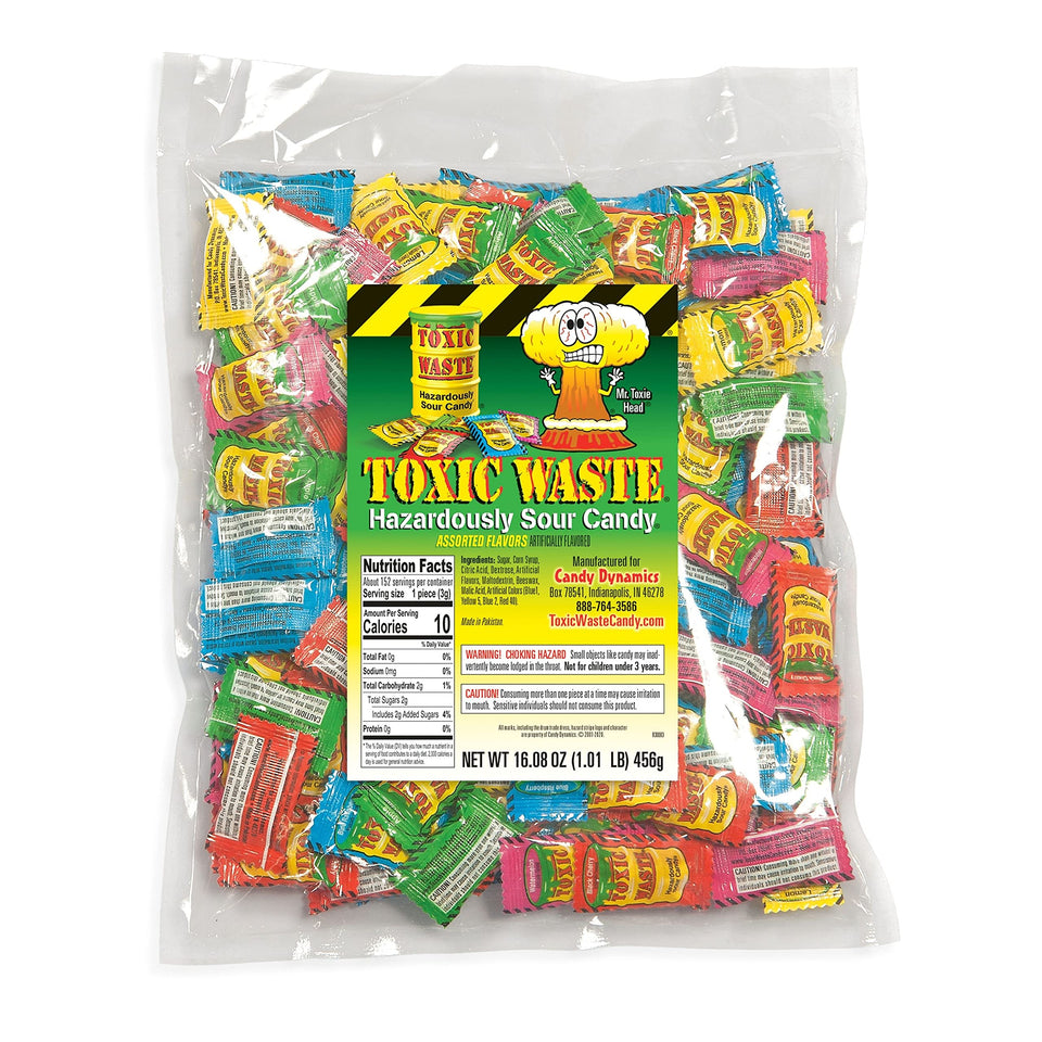 TOXIC WASTE Apple flavor hard candy with bold sour notes for quick flavor bursts