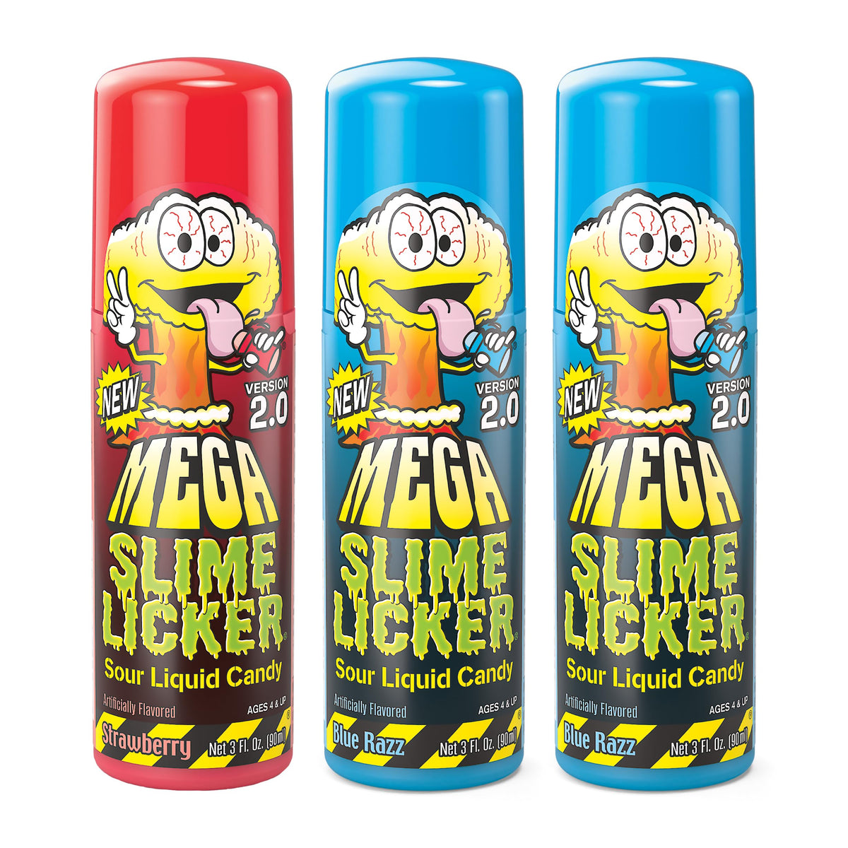 TOXIC WASTE Mega Slime Licker 2.0 strawberry bottle showing tangy flavor