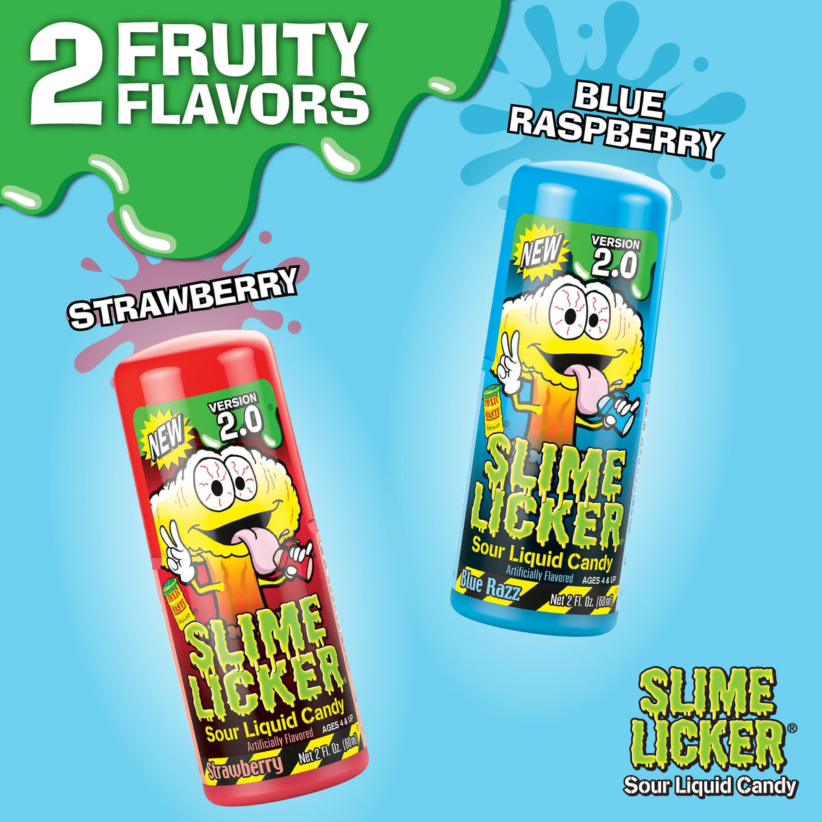 TOXIC WASTE Slime Licker 2.0 Blue Razz bottle pour delivers bold sour flavor.