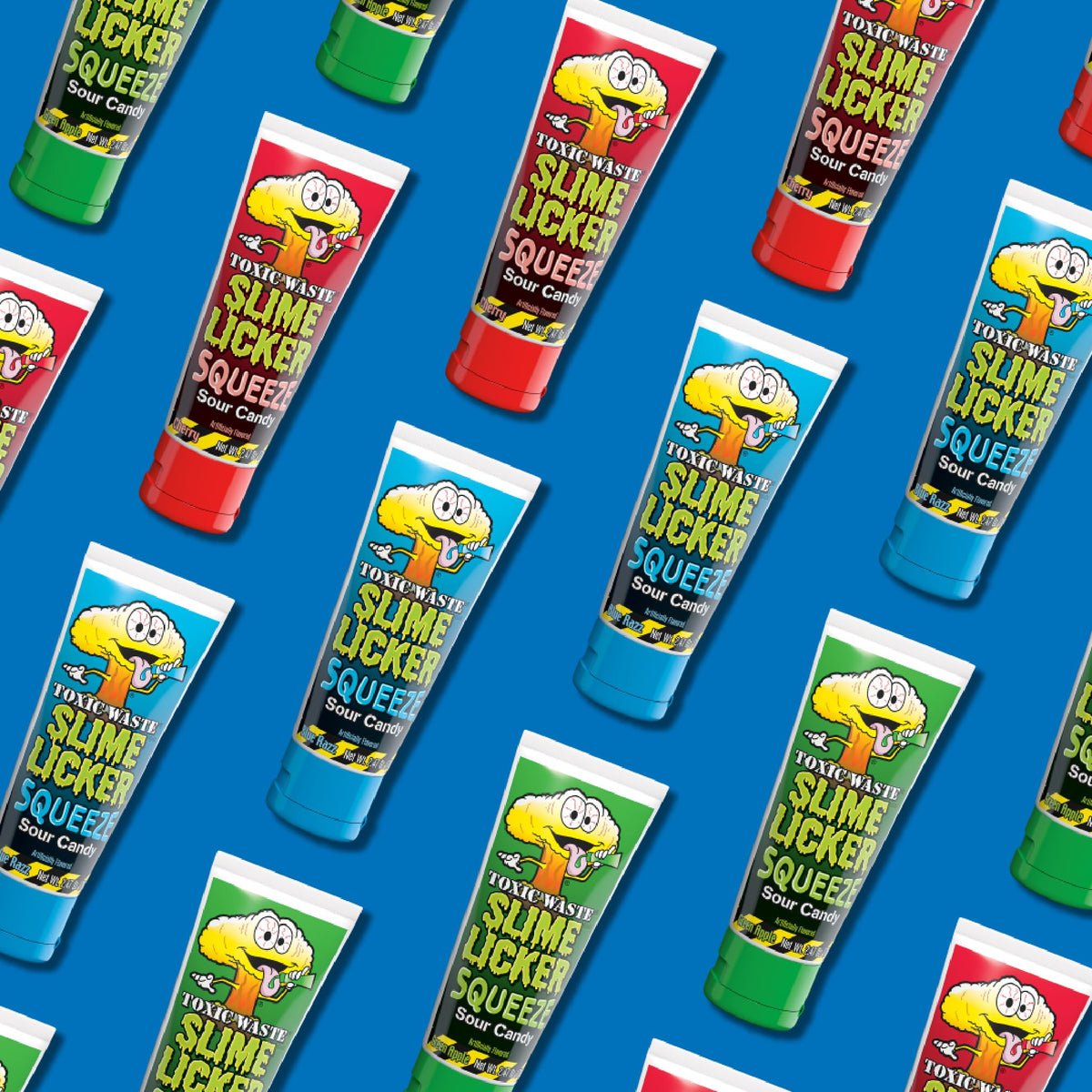 TOXIC WASTE Slime Licker Squeeze 3-pack front view shows colorful tubes