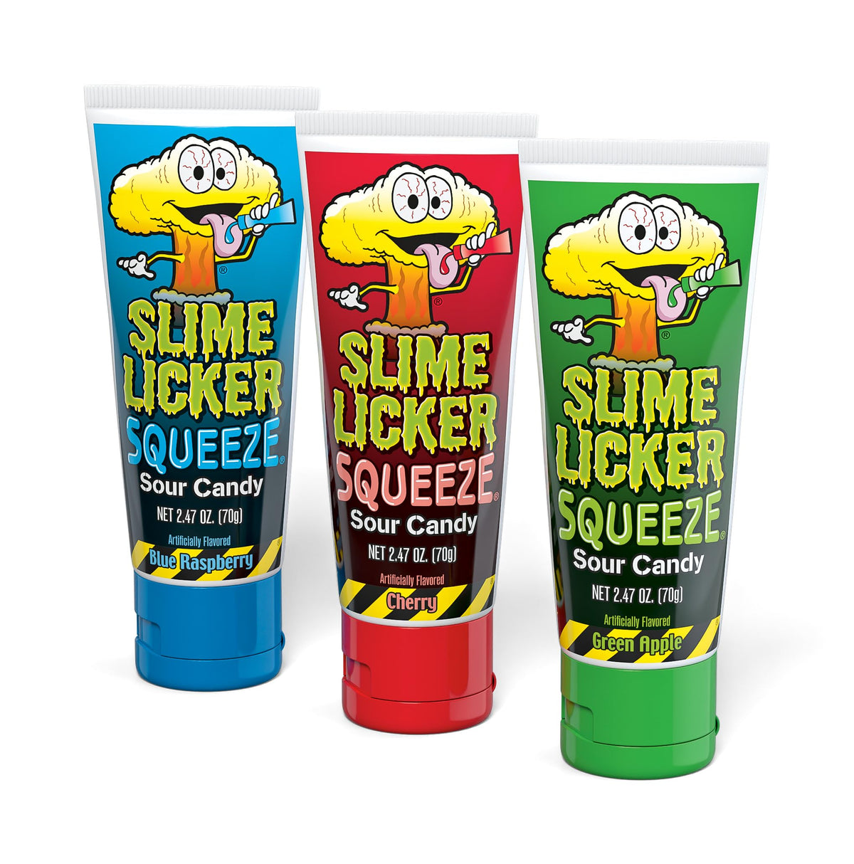 TOXIC WASTE Slime Licker Squeeze green apple tube highlighting tangy flavor on the go