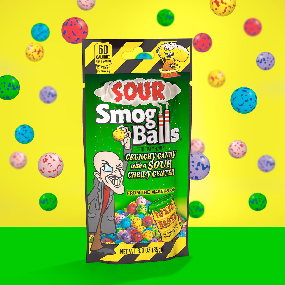 Six fruity flavors from TOXIC WASTE Sour Smog Balls for a vibrant tasting experience.