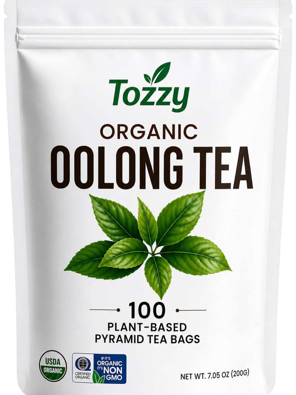 Tozzy Oolong tea pyramid bags ready to steep for a smooth cup.