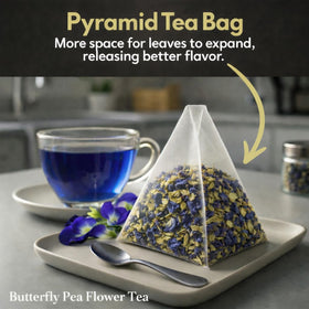Steeping TOZZY butterfly pea tea yields a vibrant blue infusion.