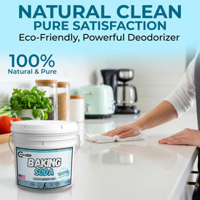 Trade Grade baking soda aluminum-free powder promotes safe everyday cleaning.