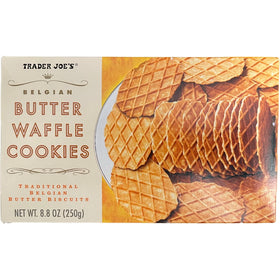 Trader Joe's Belgian Butter Waffle Cookies on a serving plate ideal for parties