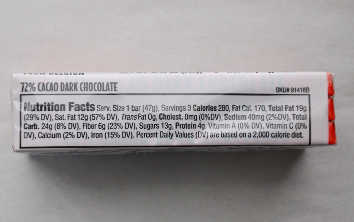 Broken bar shows crisp snap and velvety interior of Trader Joe's chocolate.