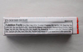 Broken bar shows crisp snap and velvety interior of Trader Joe's chocolate.