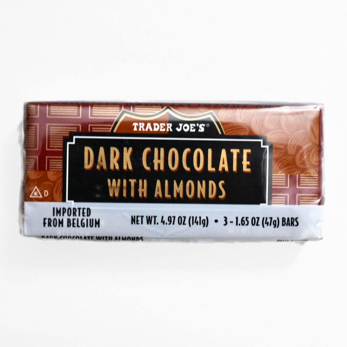 Package shot reveals nine bars and three varieties from Trader Joe's.