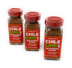 Trader Joe's Chile Lime Seasoning Blend jar close-up showing textured grains for bold flavor
