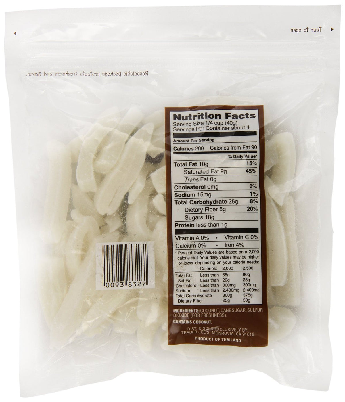 Trader Joe's Coconut Strips lunchbox-friendly snack with tropical flavor.